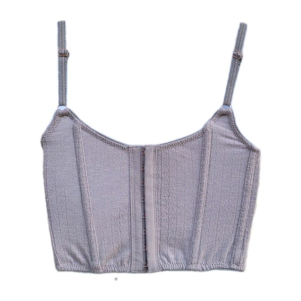 Urban Outfitters Out From Under Gray Stevie Pointelle Corset Top S Fairy Whimsy - Picture 2 of 4